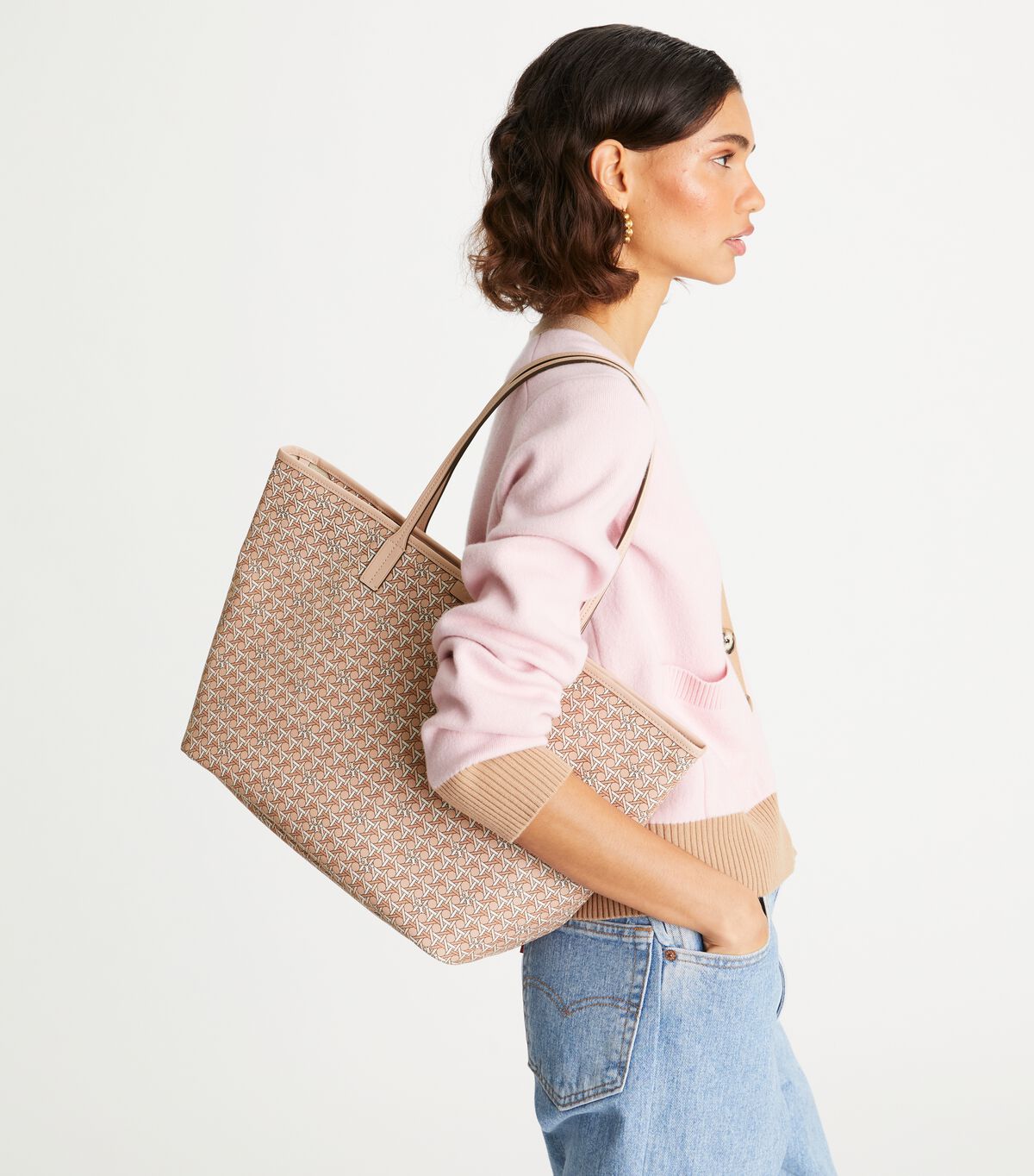 Tory Burch Beige Ever-ready Zip Tote Bags