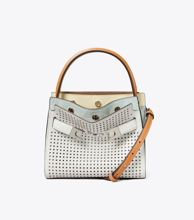 Tory Burch White Petite Lee Radziwill Perforated Crossbody Bags