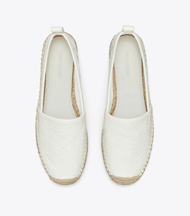 Tory Burch White T Monogram Platform Espadrille