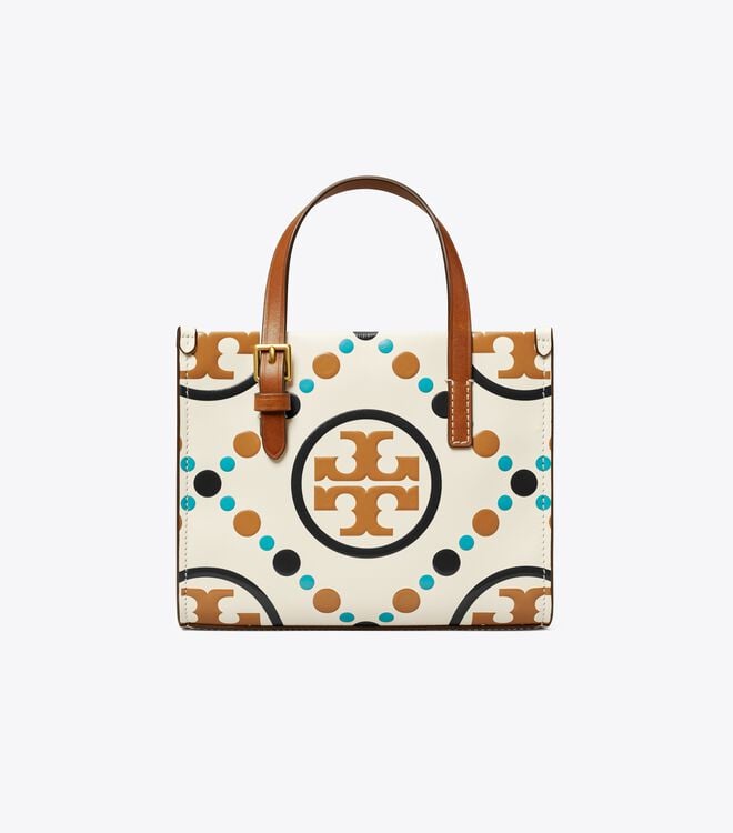 Tory Burch White Mini T Monogram Tote Bags