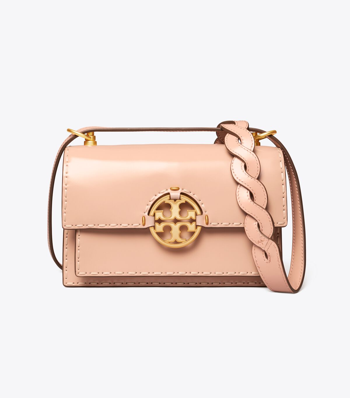 Tory Burch Beige Small Miller Spazzolato Pickstitch Flap Shoulder Bags