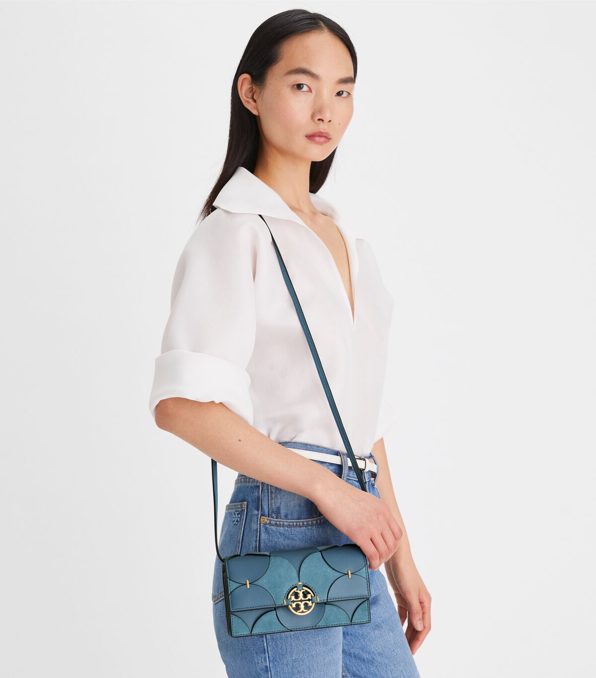 Tory Burch Blue Miller Disc Die-cut Wallets