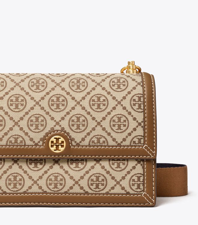 Tory Burch Brown Small T Monogram Shoulder Bags