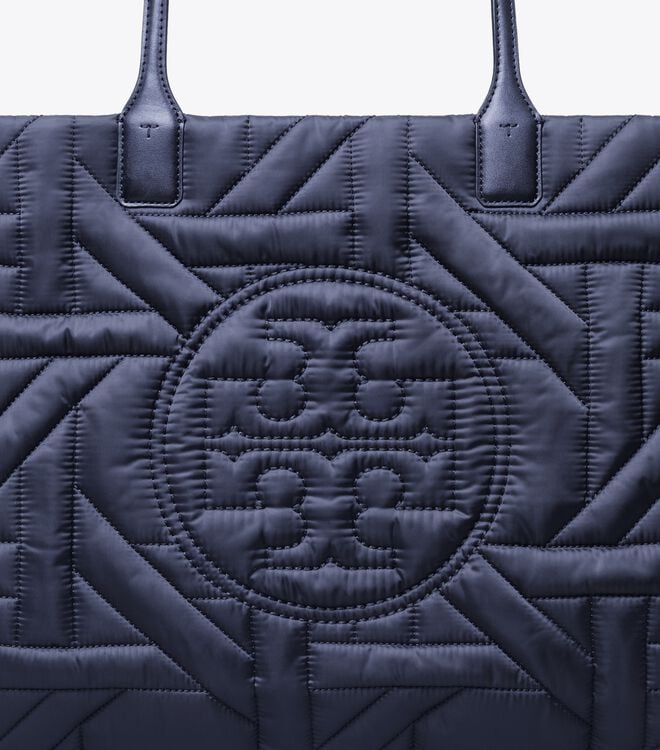 Tory Burch Royal Navy Ella Basketweave Tote Bags