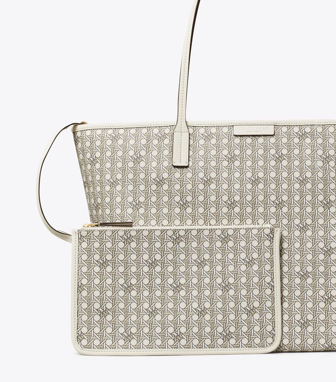 Tory Burch White Ever-ready Zip Tote Bags