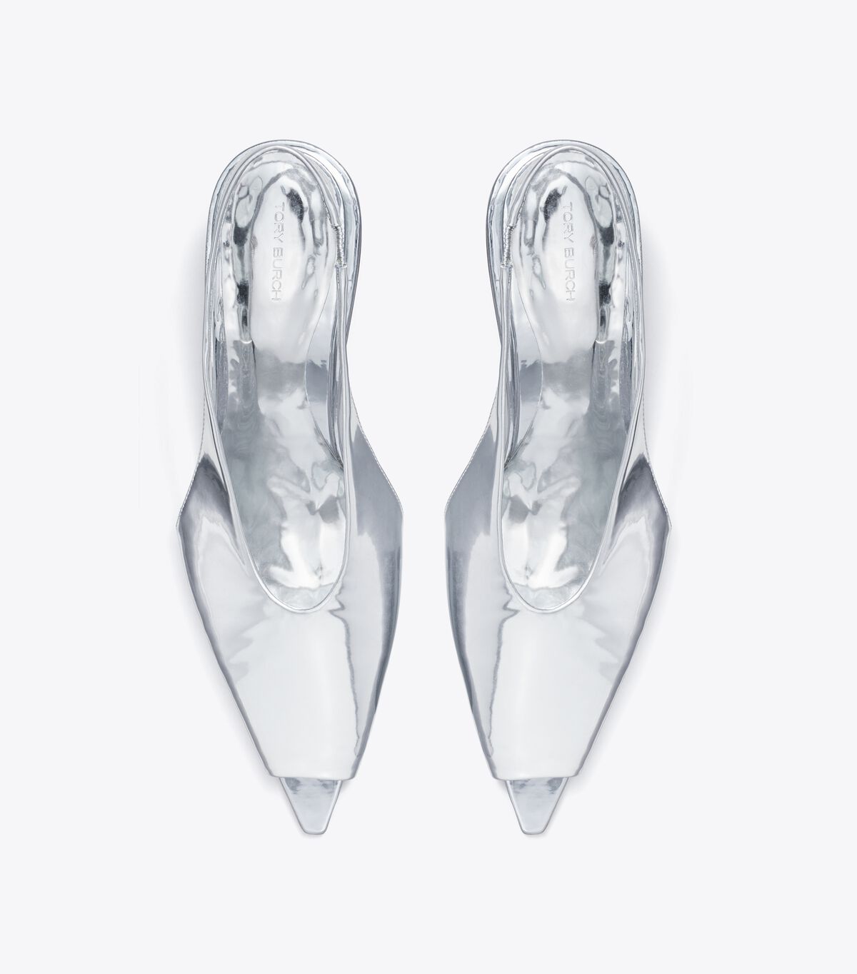 Tory Burch Silver Hidden Peep Toe Heels