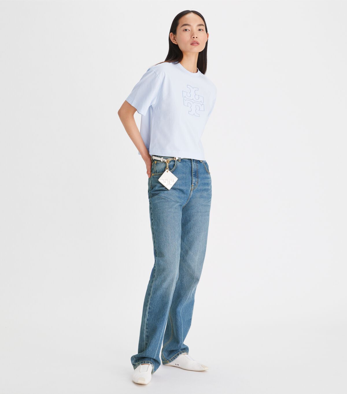 Tory Burch Blue Relaxed Logo T Shirts
