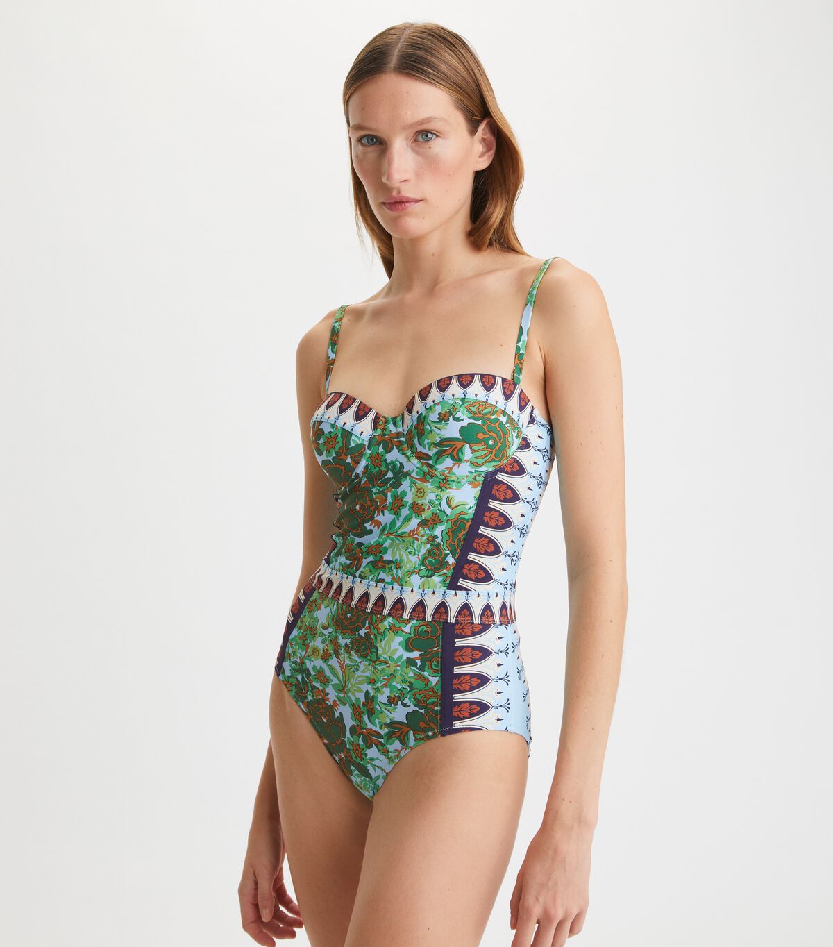 Tory Burch Green Lipsi Printed One-piece Swimsuits