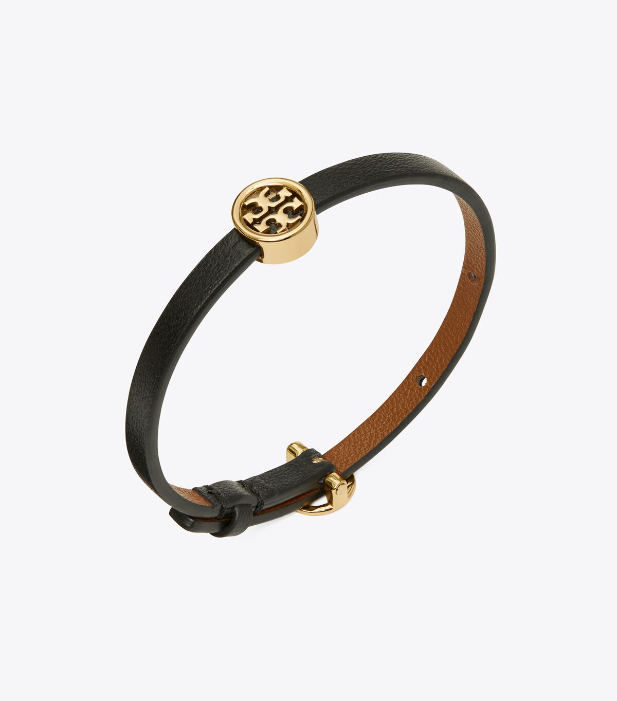Tory Burch Gold / Black Miller Leather Bracelet