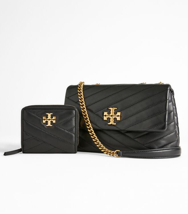 Tory Burch Black Small Kira Chevron Convertible Shoulder Bags