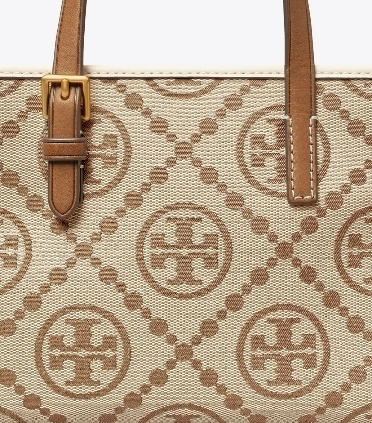 Tory Burch Brown / White Mini T Monogram Square Tote Bags