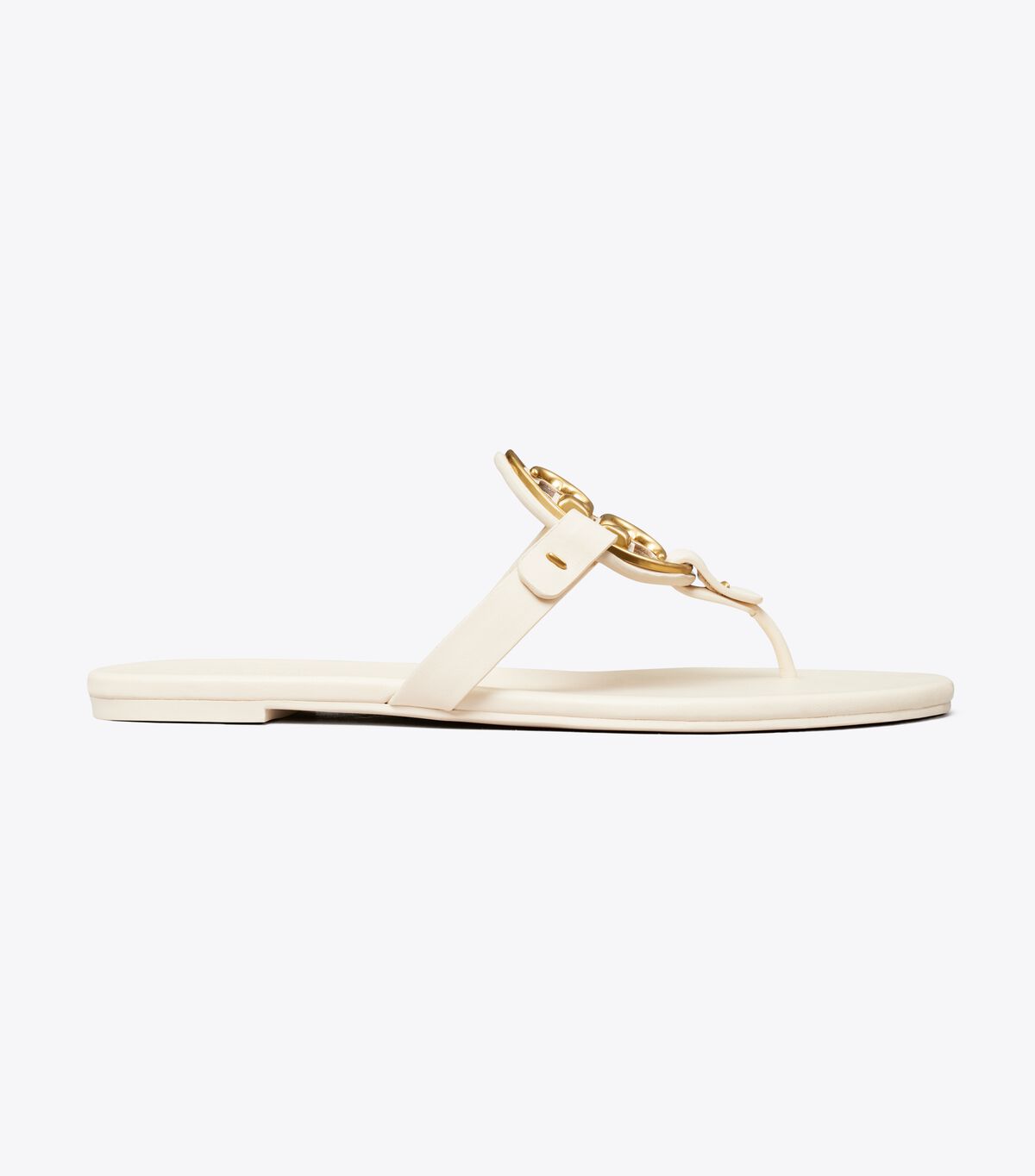 Tory Burch Cream / Gold Metal Miller Soft Sandals