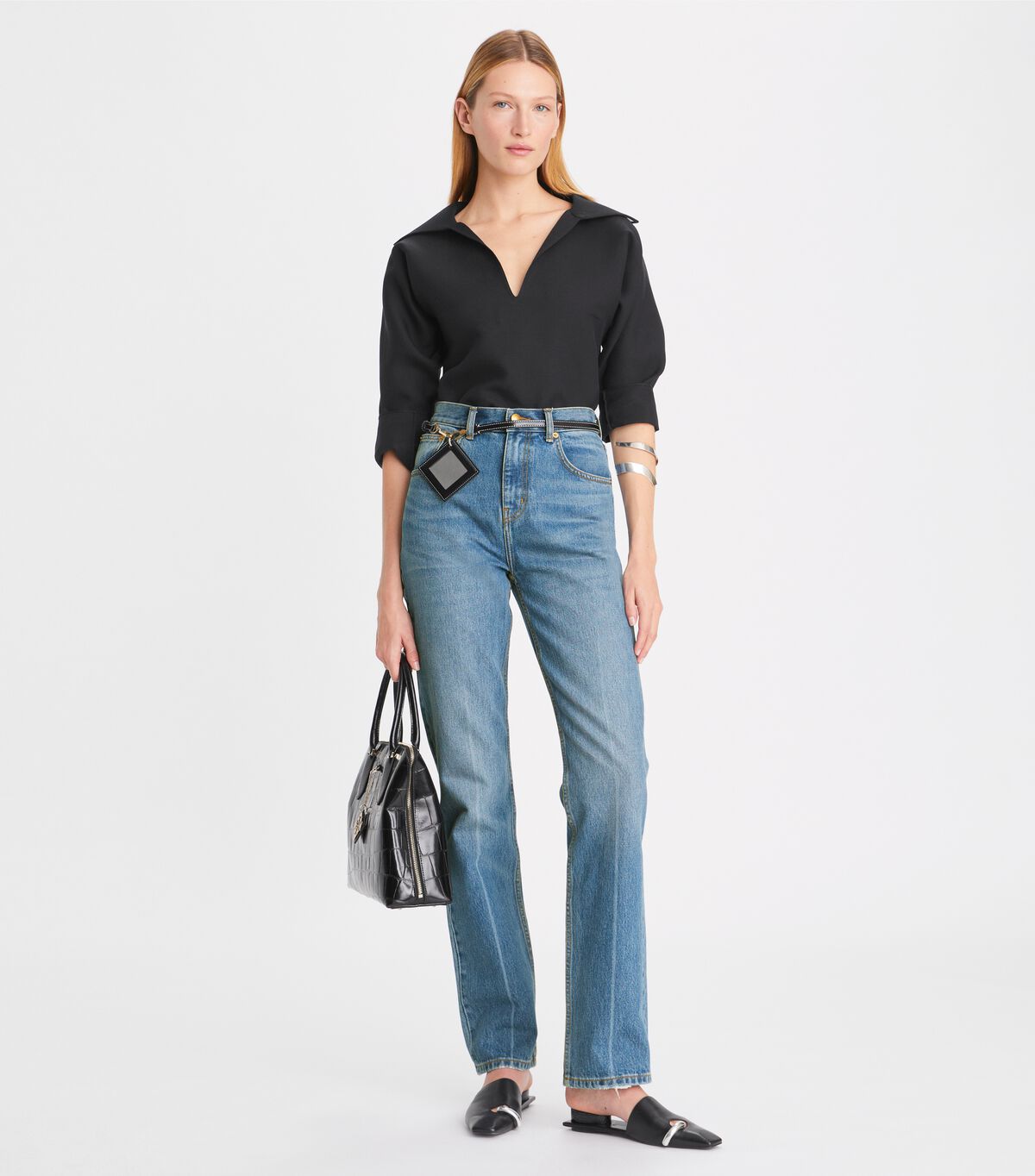 Tory Burch Light Wash Mid-rise Slim Straight Jeans