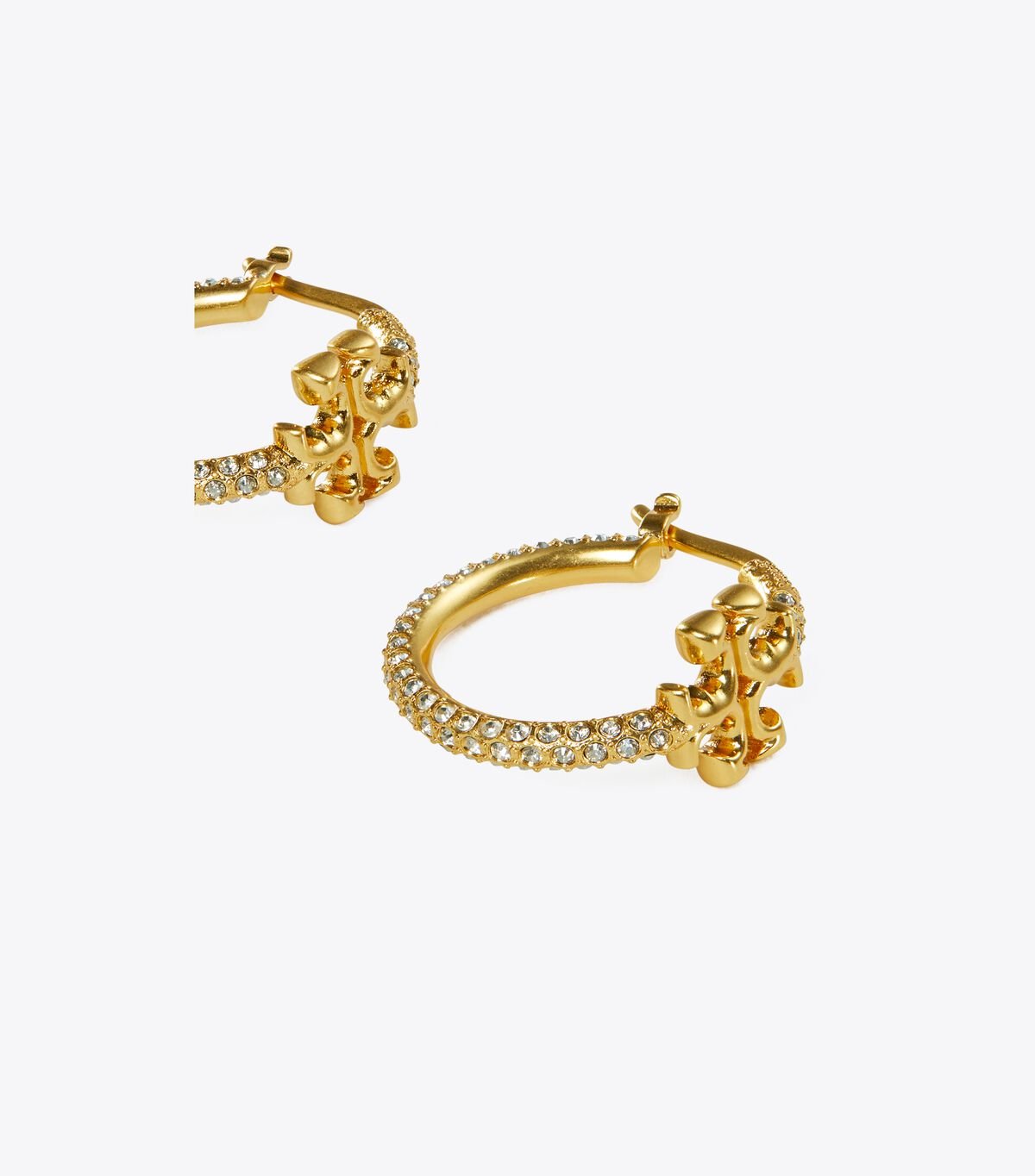Tory Burch Gold Small Eleanor Pavé Hoop Earrings