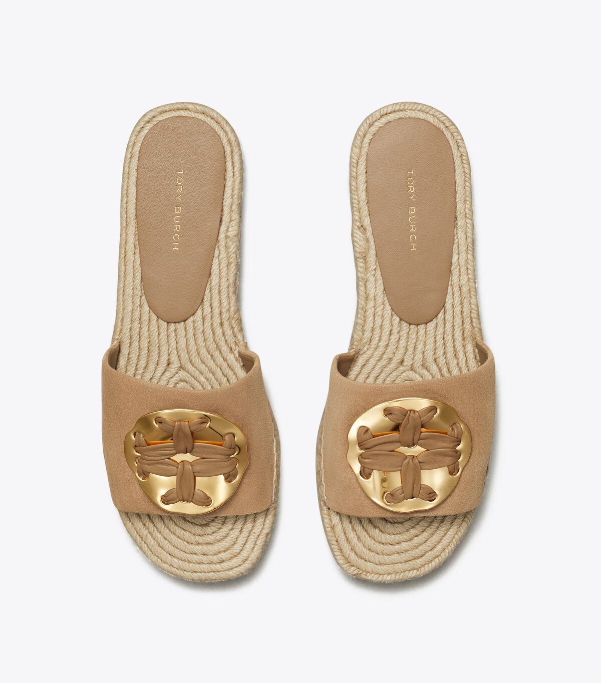 Tory Burch Khaki Woven Double T Espadrille