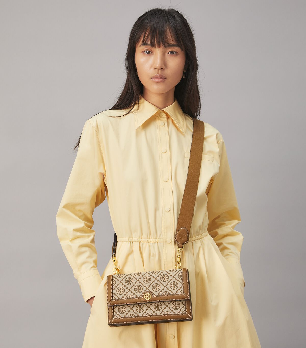 Tory Burch Brown Mini T Monogram Shoulder Bags