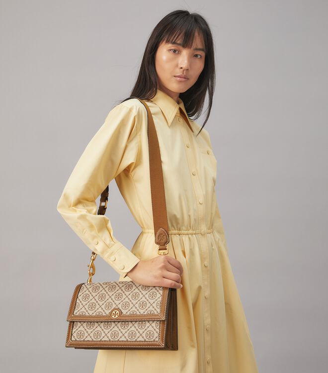 Tory Burch Brown T Monogram Shoulder Bags