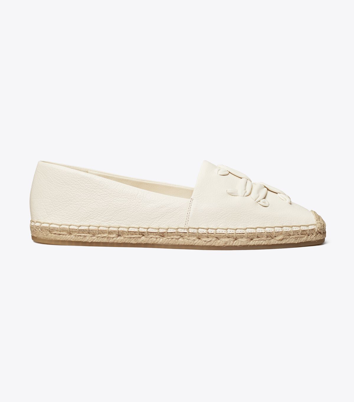 Tory Burch White Woven Double T Aline Ballet Flats