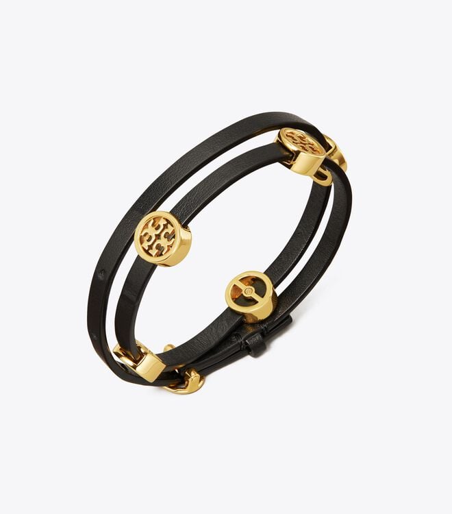 Tory Burch Gold / Black Miller Double-wrap Bracelet