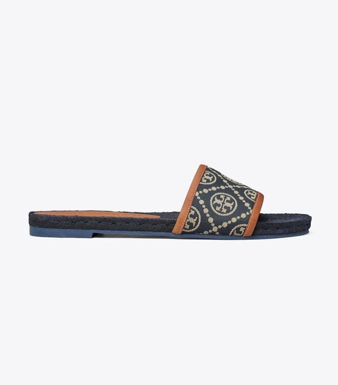 Tory Burch Navy / Brown T Monogram Espadrille