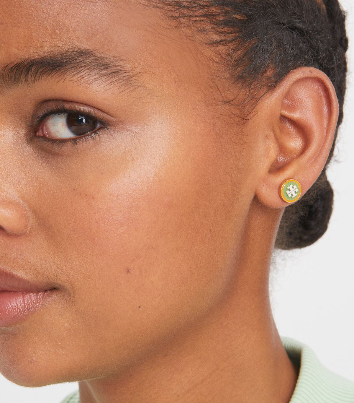 Tory Burch Silver / Purple / Green Kira Enamel Circle-stud Earrings