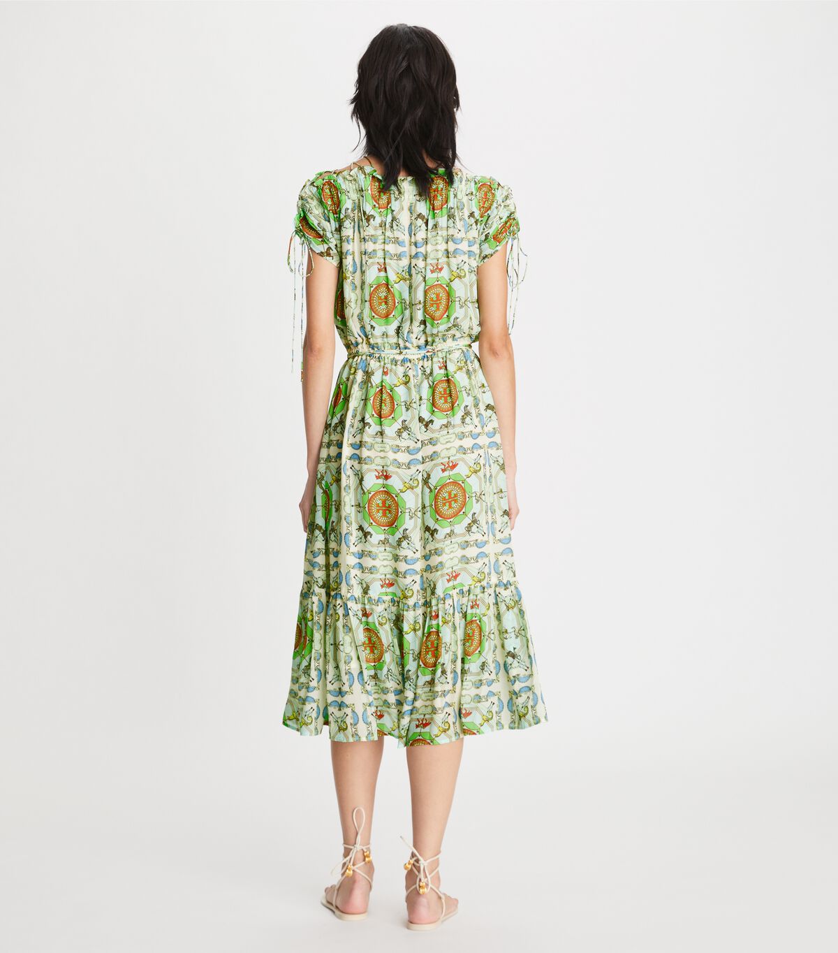 Tory Burch Green Printed Silk Dress