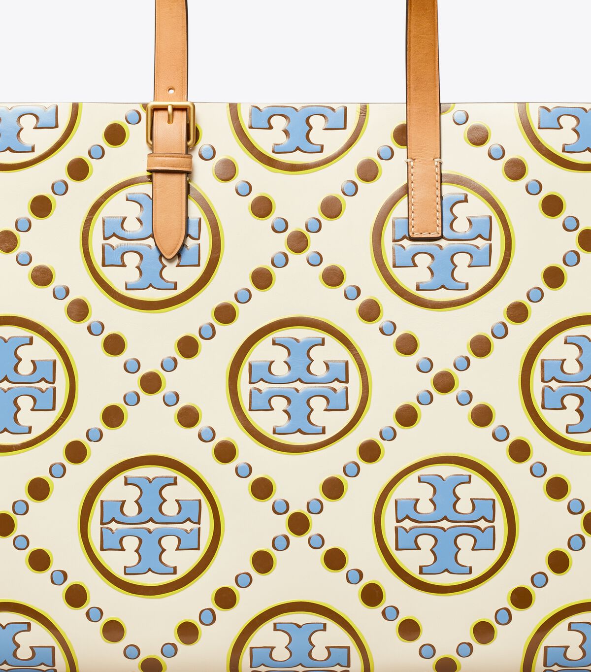Tory Burch White / Blue T Monogram Tote Bags