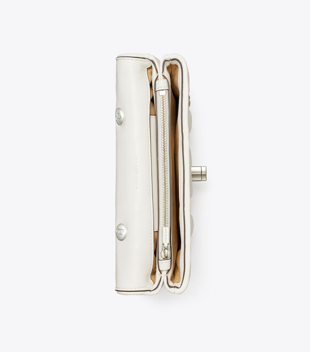 Tory Burch White / Orange Mini Kira Bombé Stripe Satchel Bags