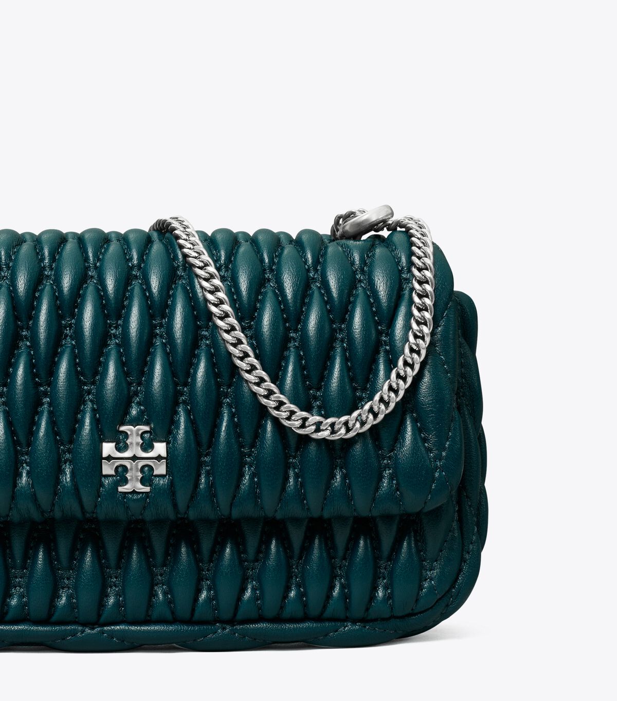 Tory Burch Dark Turquoise Mini Kira Ruched Shoulder Bags
