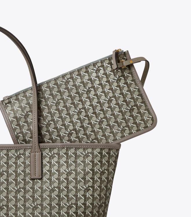 Tory Burch Grey Small Ever-ready Zip Tote Bags