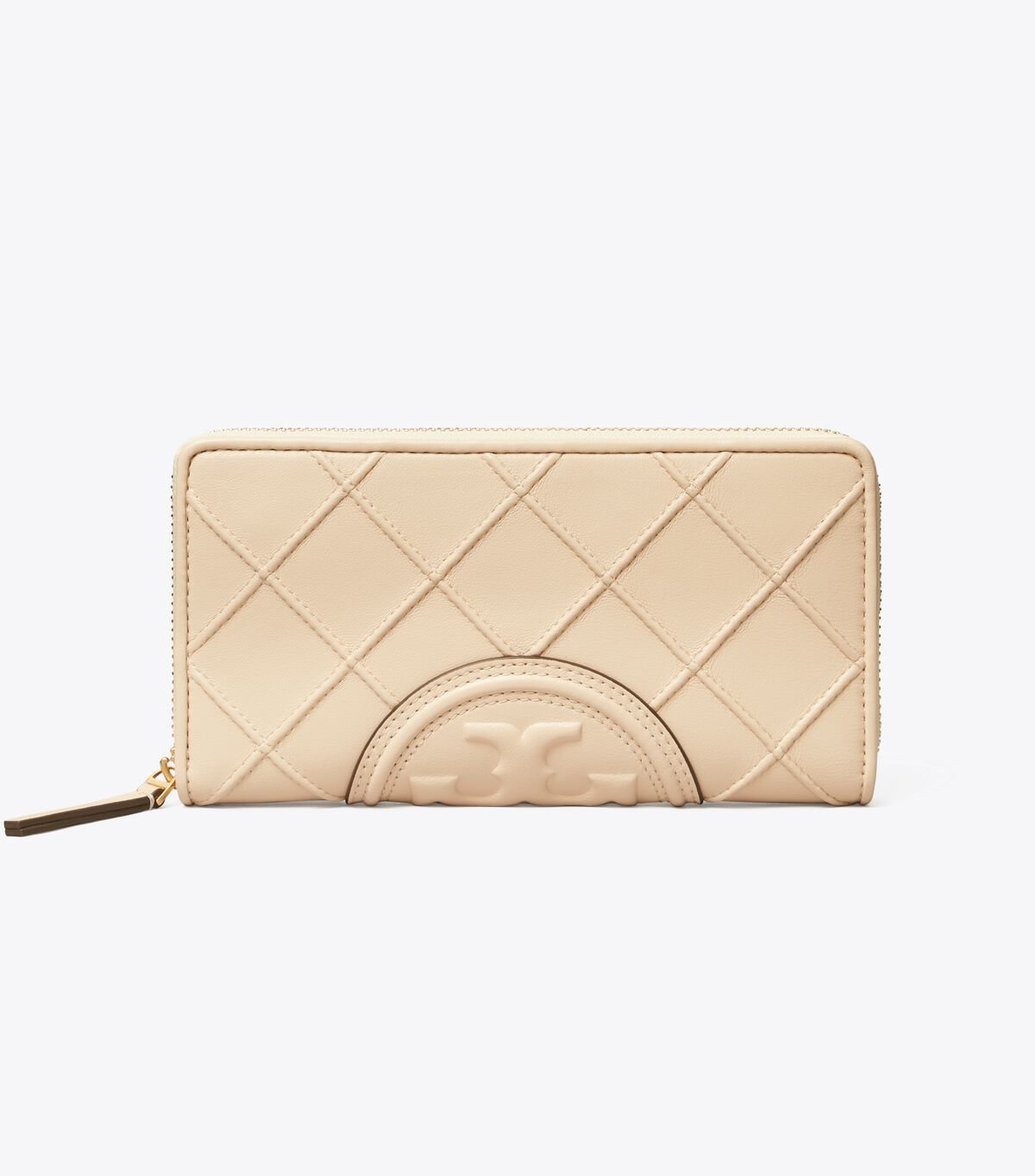 Tory Burch Cream Fleming Soft Zip Wallets
