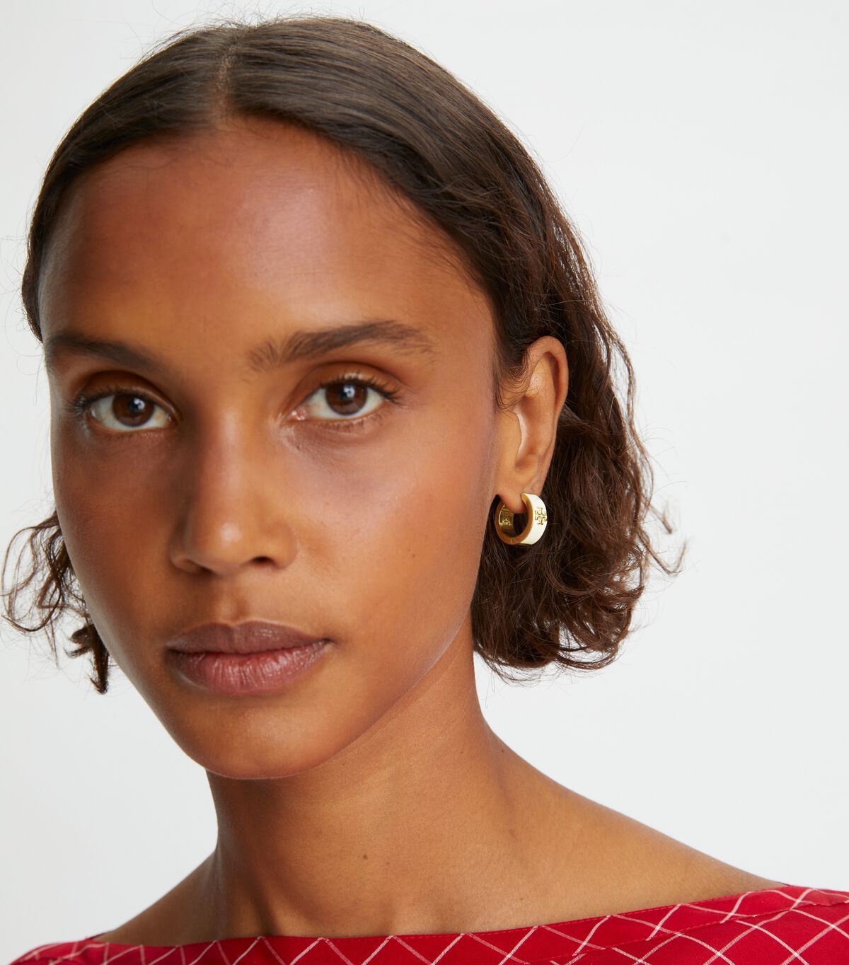 Tory Burch Gold / Black Kira Enamel Hoop Earrings