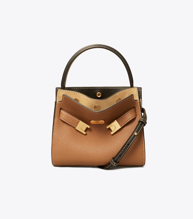 Tory Burch Brown Petite Lee Radziwill Pebbled Mini Bag