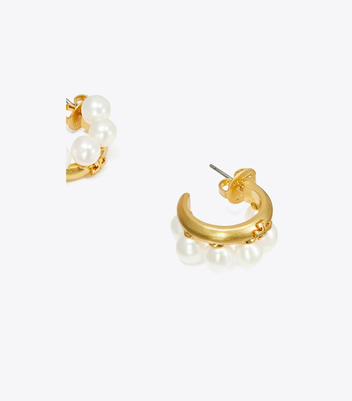 Tory Burch Gold Kira Pearl Hoop Earrings