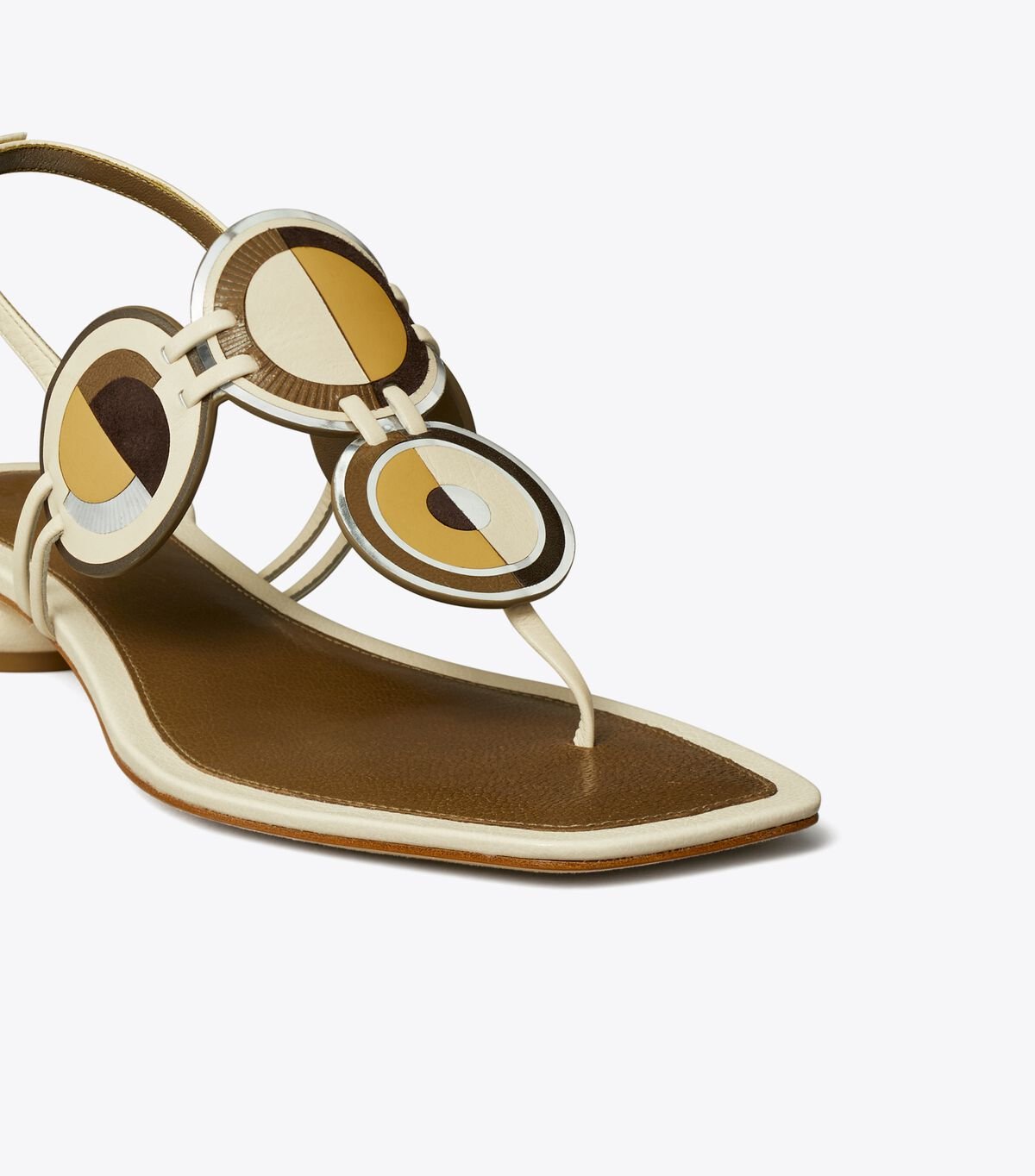 Tory Burch Light Cream Marquetry Disk Sandals