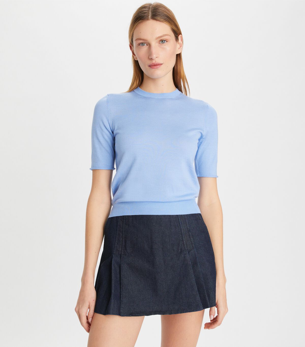 Tory Burch Light Blue Short-sleeve Sweaters
