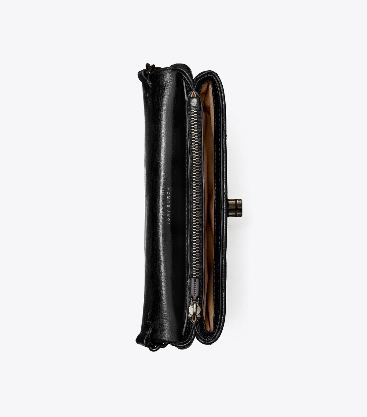 Tory Burch Black Kira Chevron Metallic Pave Logo Crossbody Bags