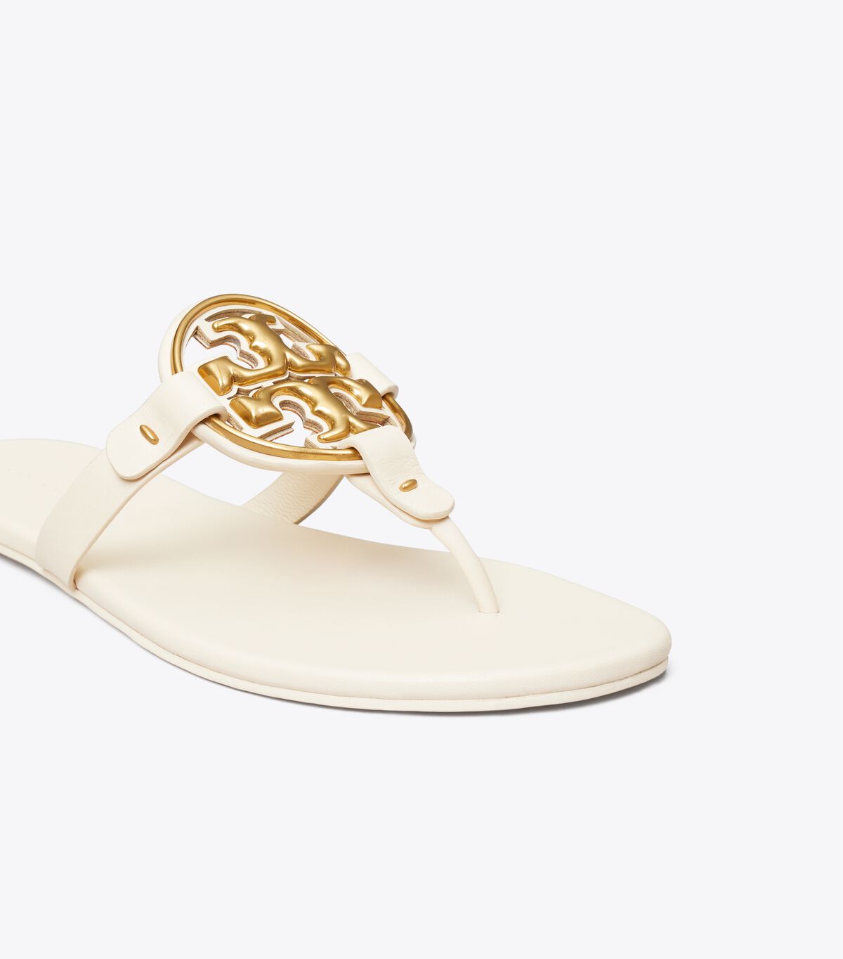 Tory Burch Cream / Gold Metal Miller Soft Sandals