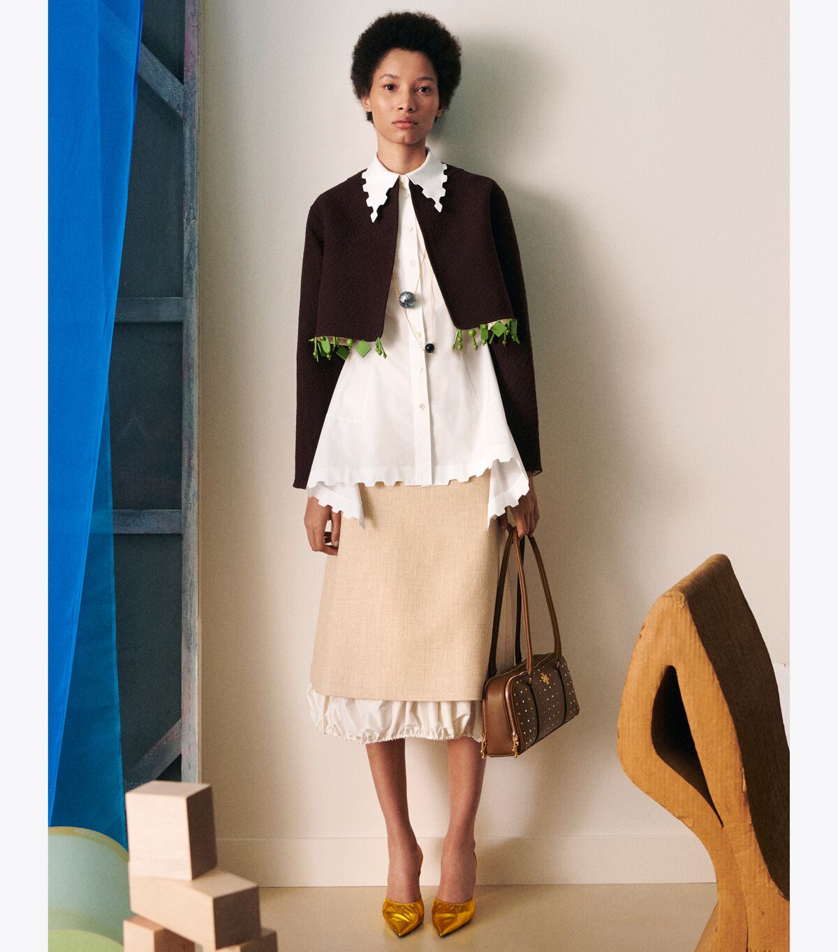 Tory Burch Beige Silk Linen Skirts