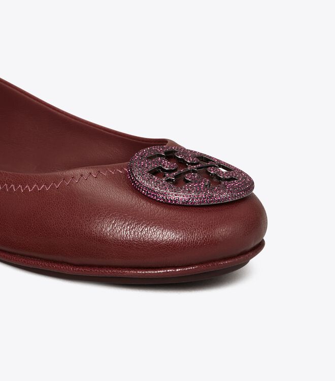 Tory Burch Claret Minnie Travel Pavé Ballet Flats