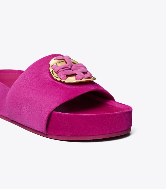 Tory Burch Fuchsia Woven Double T Sandals