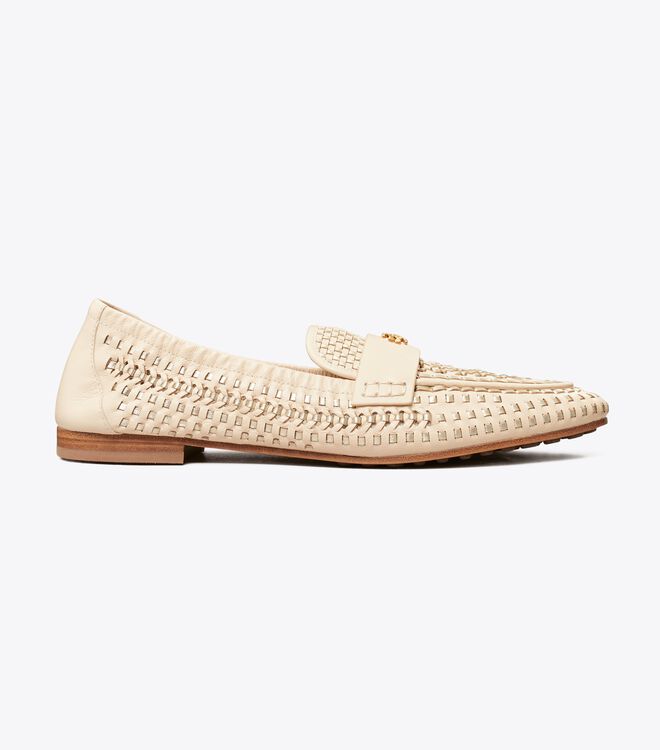 Tory Burch Beige / Gold Woven Ballet Flats