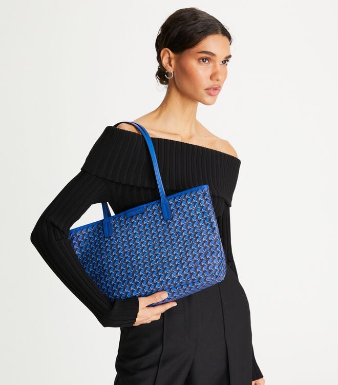 Tory Burch Navy Small Ever-ready Zip Tote Bags