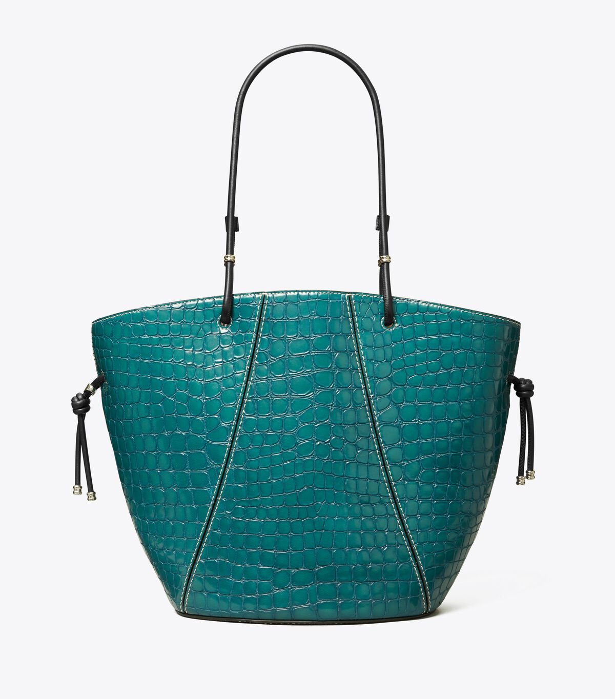 Tory Burch Turquoise Spaghetti Strap Embossed Tote Bags