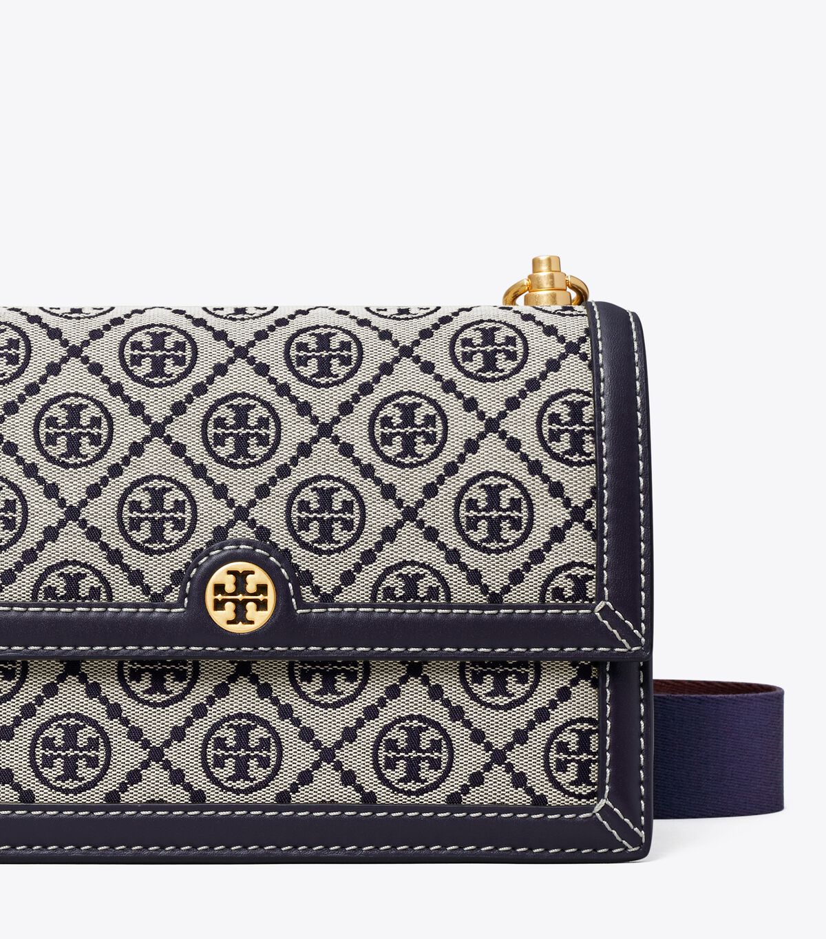 Tory Burch Navy Small T Monogram Shoulder Bags