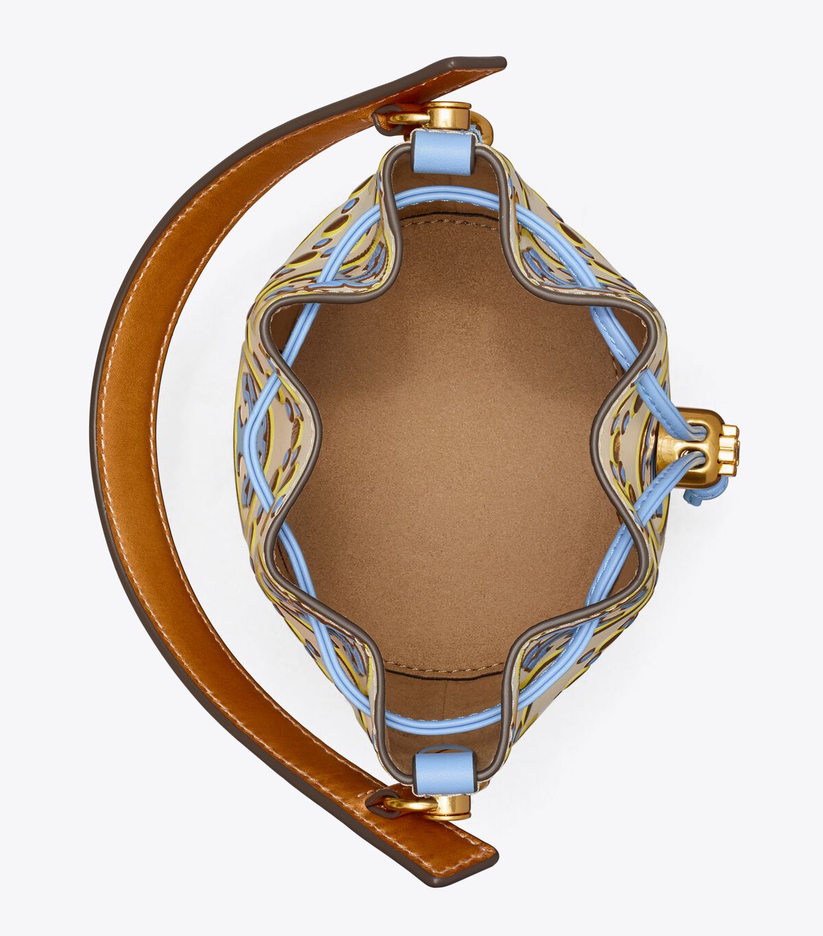 Tory Burch White / Blue T Monogram Contrast Embossed Mini Bag