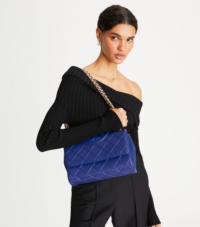 Tory Burch Navy Fleming Soft Convertible Shoulder Bags