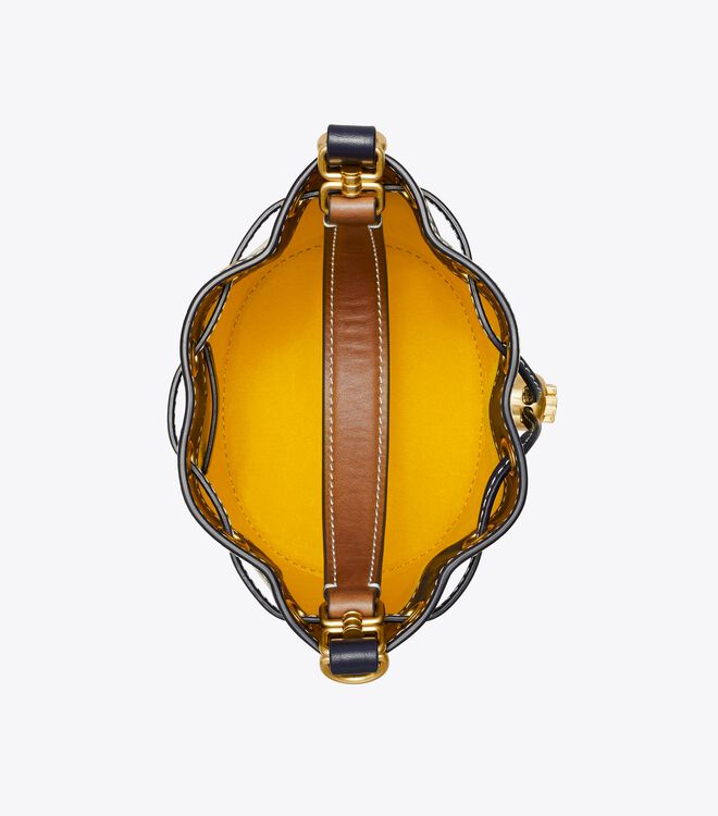Tory Burch Navy Mini T Monogram Bucket Bags