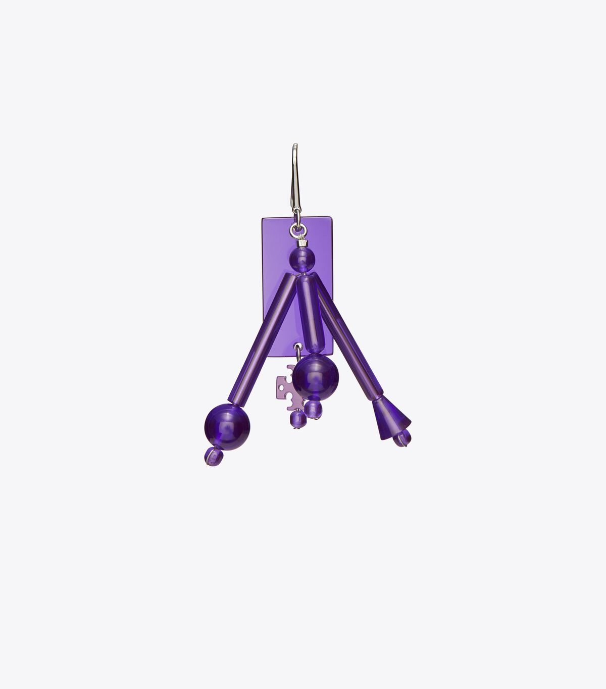 Tory Burch Silver / Purple Beaded Tassel Earrings