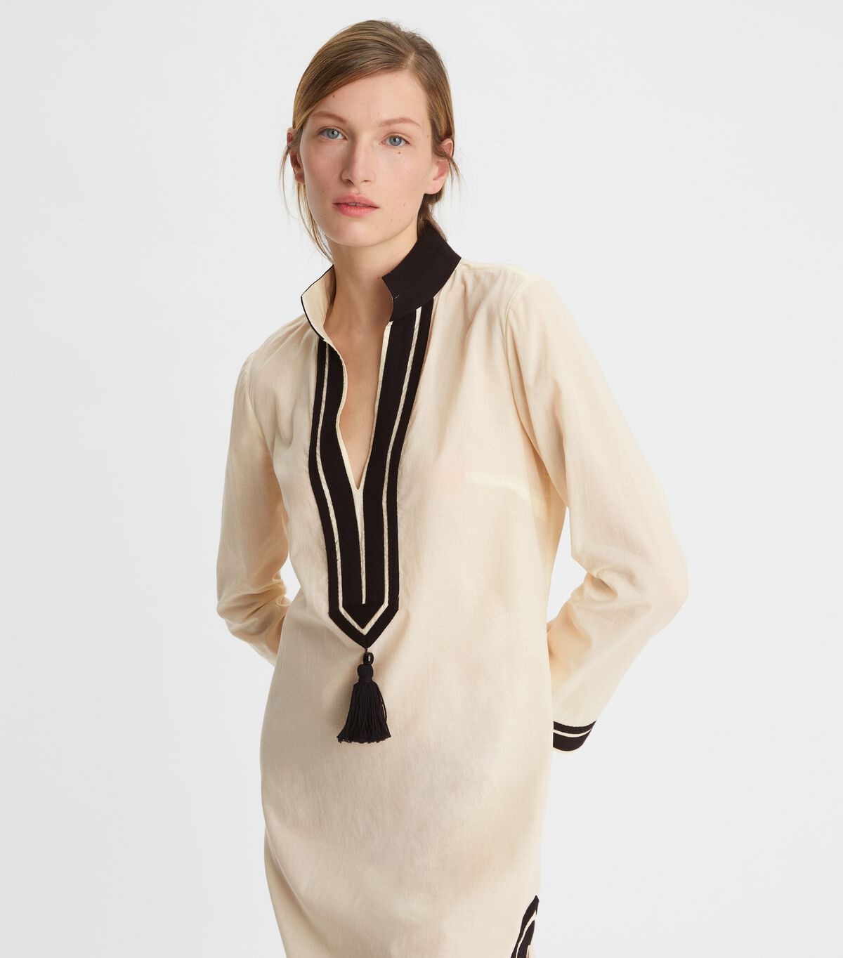 Tory Burch Cream / Black Tory Midi Dress